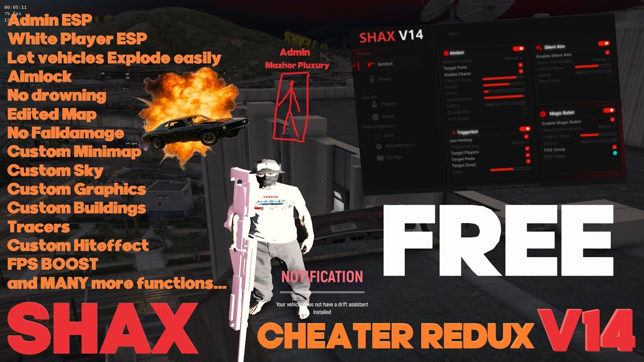 (FREE) SHAX CHEATER REDUX V14 | Admin ESP & MORE! | RageMP & AltV & FiveM (GTAV) | feat. SHAXSELLING