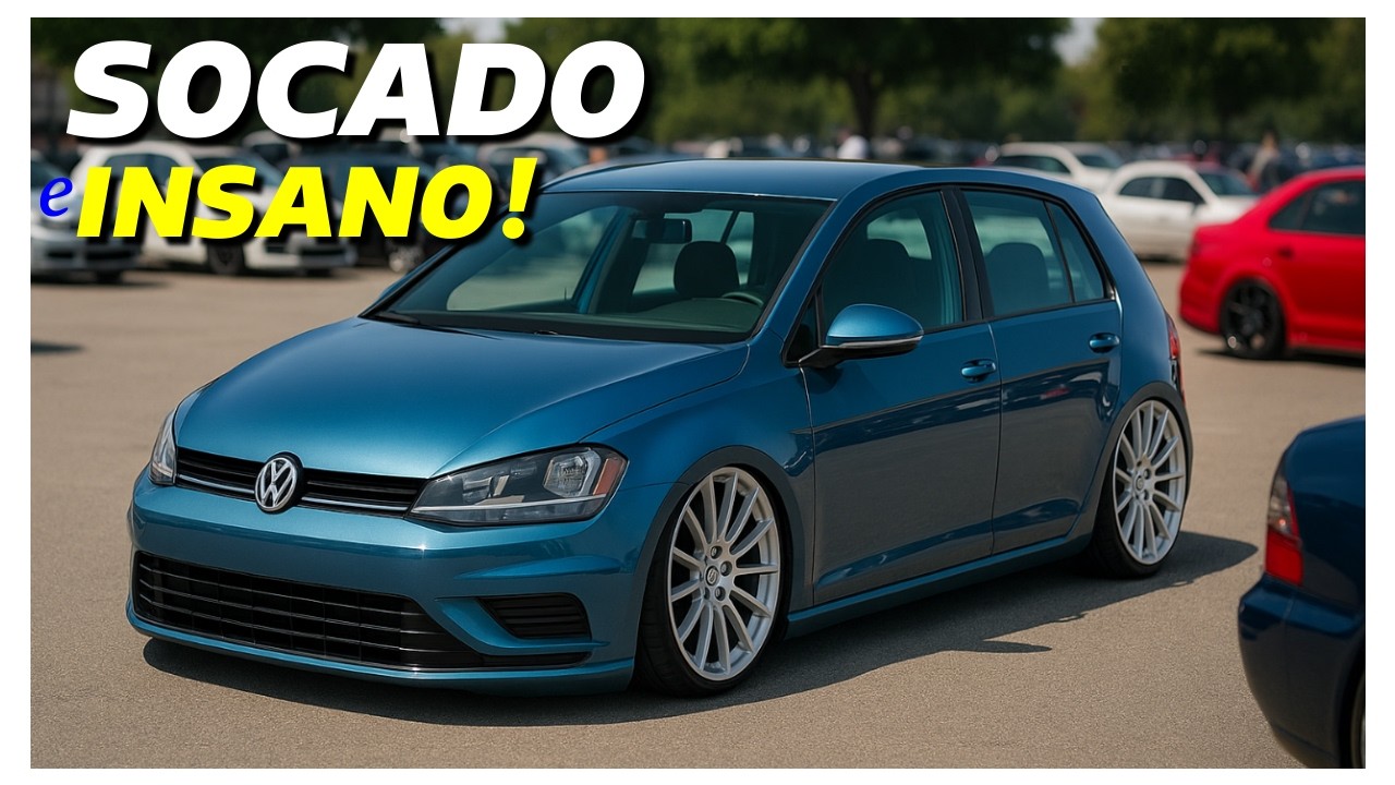 Golf Azul Socado no Chão – Destaque no Rolê dos Baixos! 🚗💨 Lowered Cars Meeting - Turbora