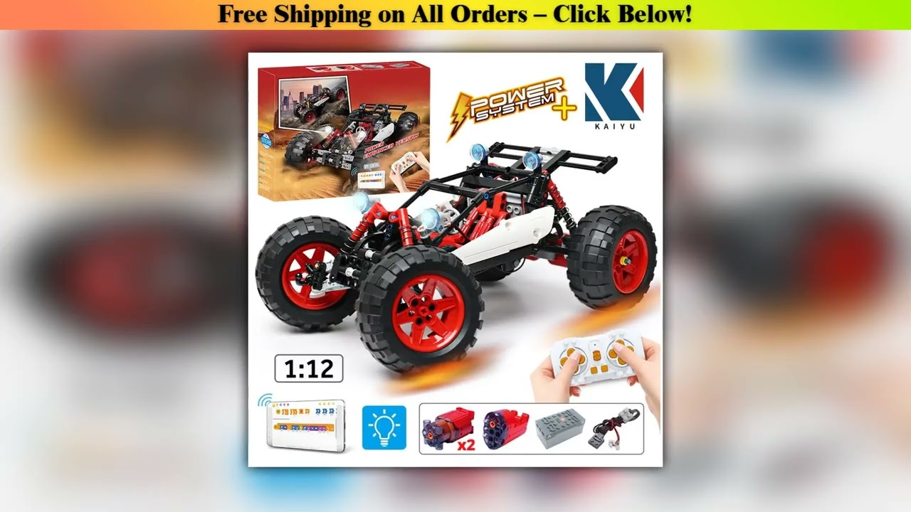 KAIYU 366PCS LED City RC Car MOC Building Blocks APP Remote Control Programming Off-road Vehicle