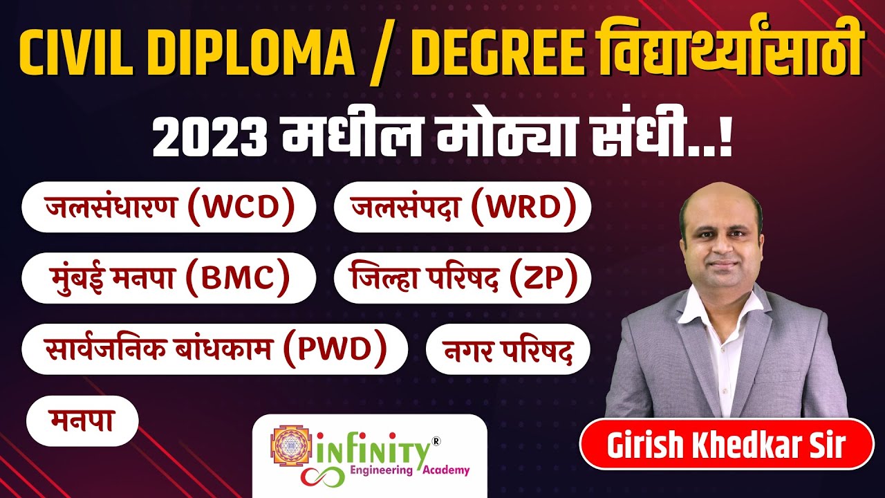 civil engineering vacancies 2023 | WCD water conservation officer | pwd zp bmc nagarparishad je 2023