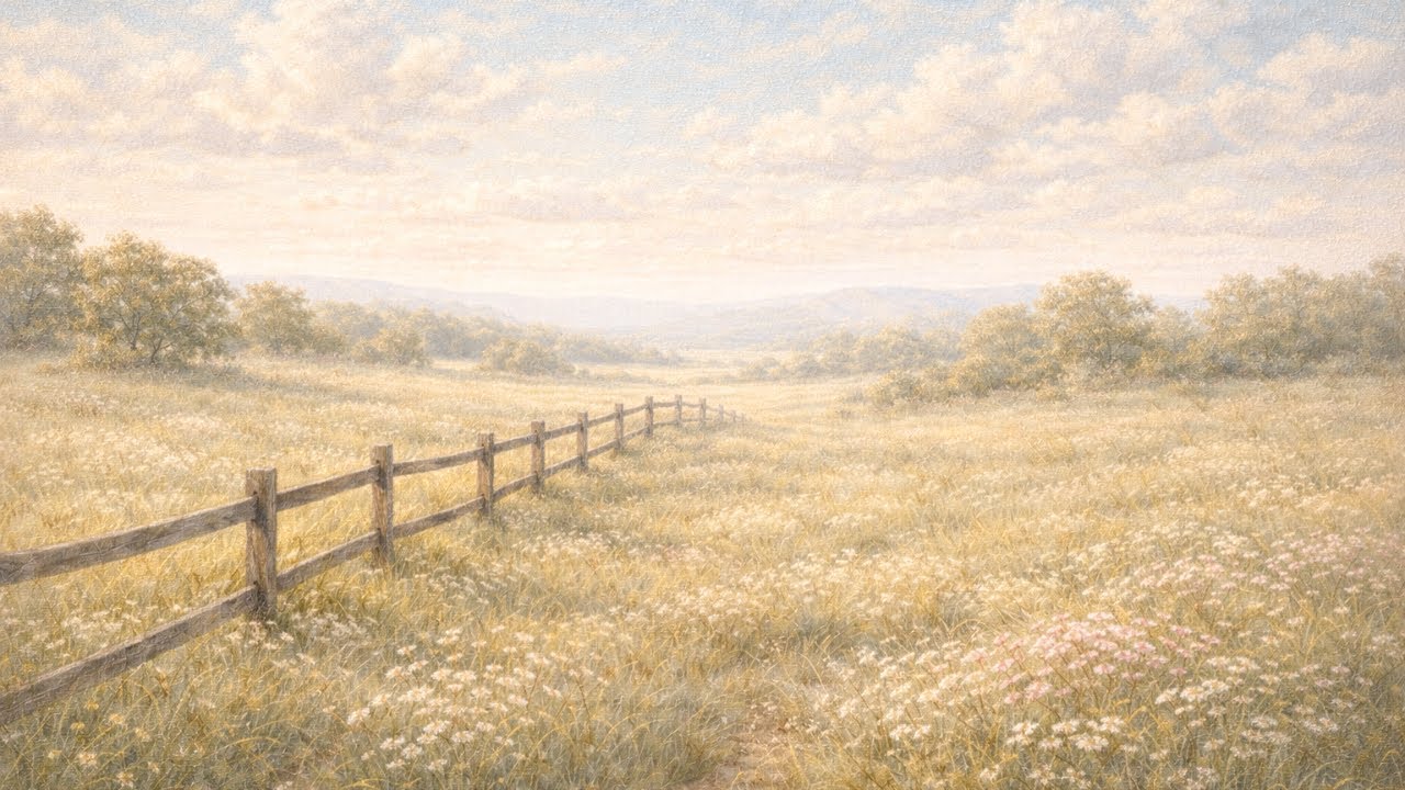 Light & Airy Countryside Fence Oil Painting for TV | 4K Wall Art | No Sound (3 Hours)