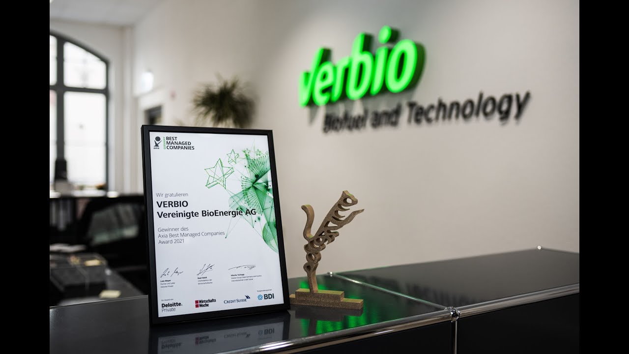 VERBIO gewinnt "Axia Best Managed Companies Award 2021"