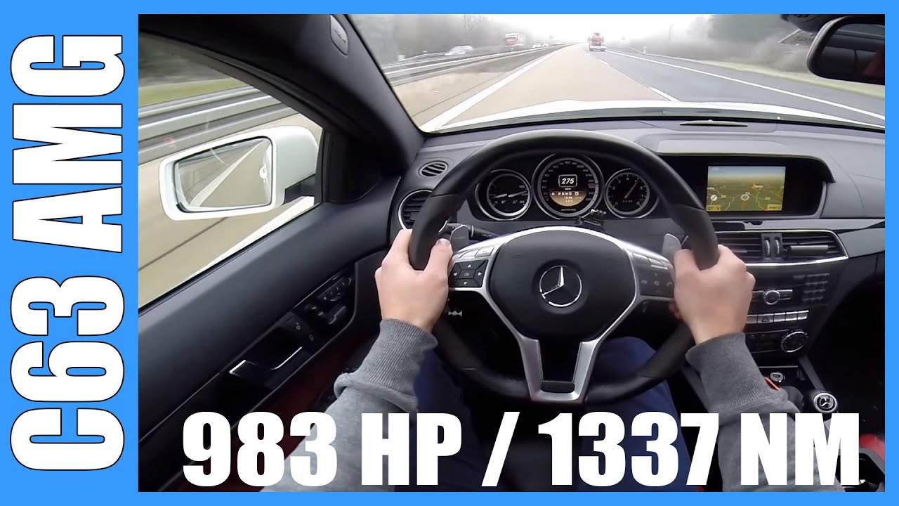 POV 983 HP Mercedes C63 AMG 5.5 V8 BiTurbo 4Matic GAD Motors TUNED BRUTAL! Autobahn Acceleration