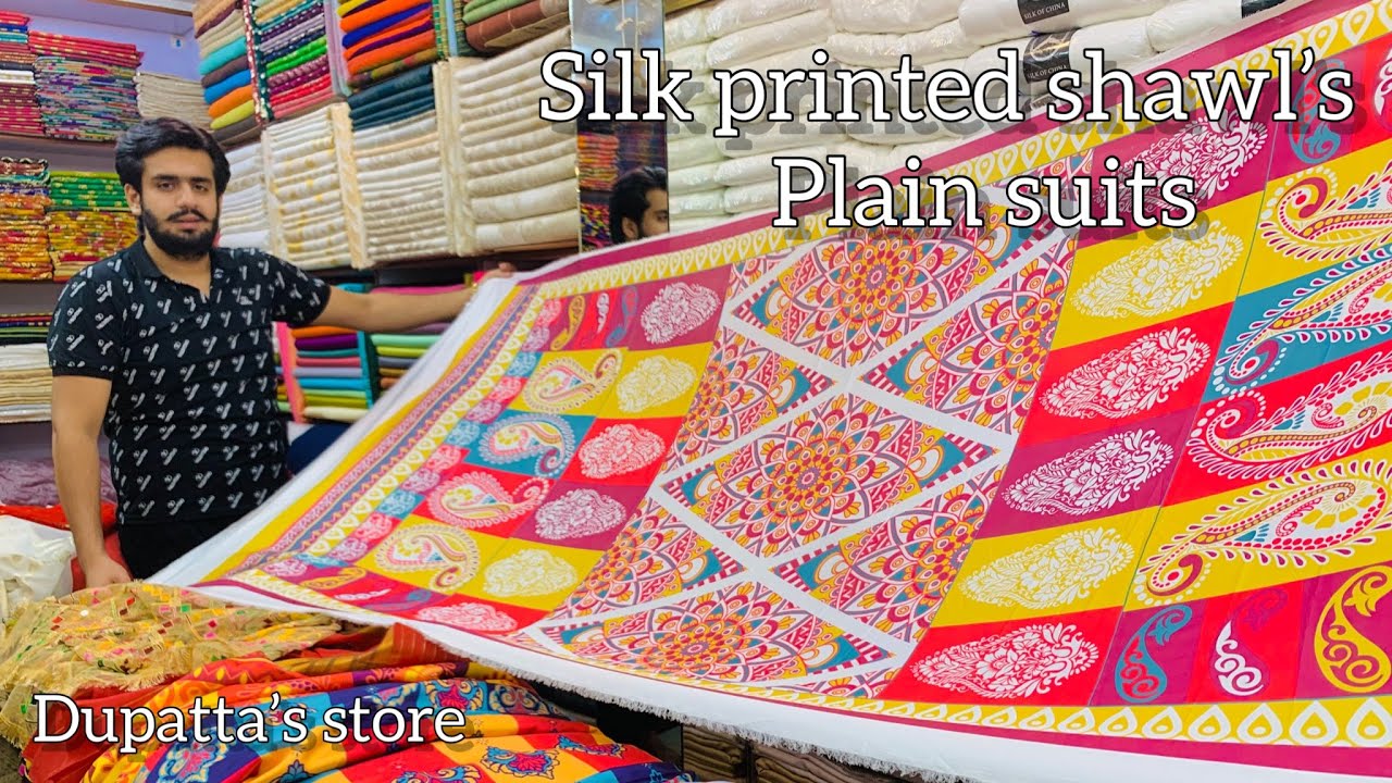 Plain suits with printed silk shawls/fancy items/buy online for women/all over pakistan