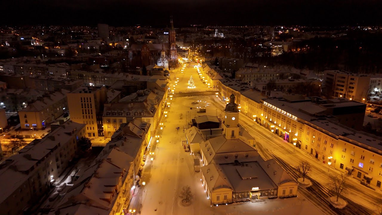 Białystok - ulica Lipowa i centrum wieczór przed Sylwestrem 2025 - 2026 #białystok #snow #winter