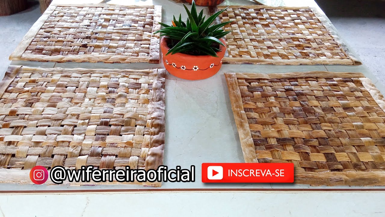 Fiz um jogo americano (Sousplat) com palha de bananeira!