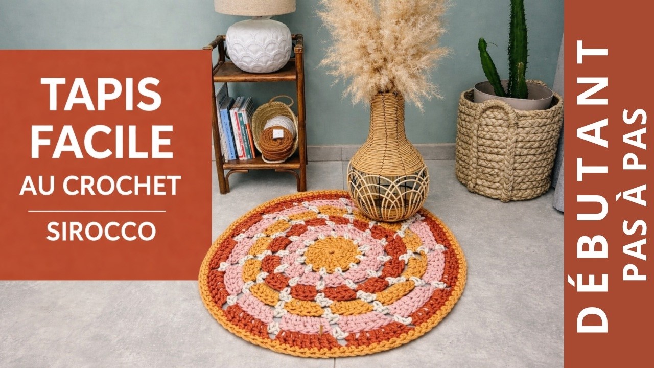 ⭐ Tapis au crochet FACILE 🧶 | Tutoriel complet pas à pas (débutant) – SIROCCO
