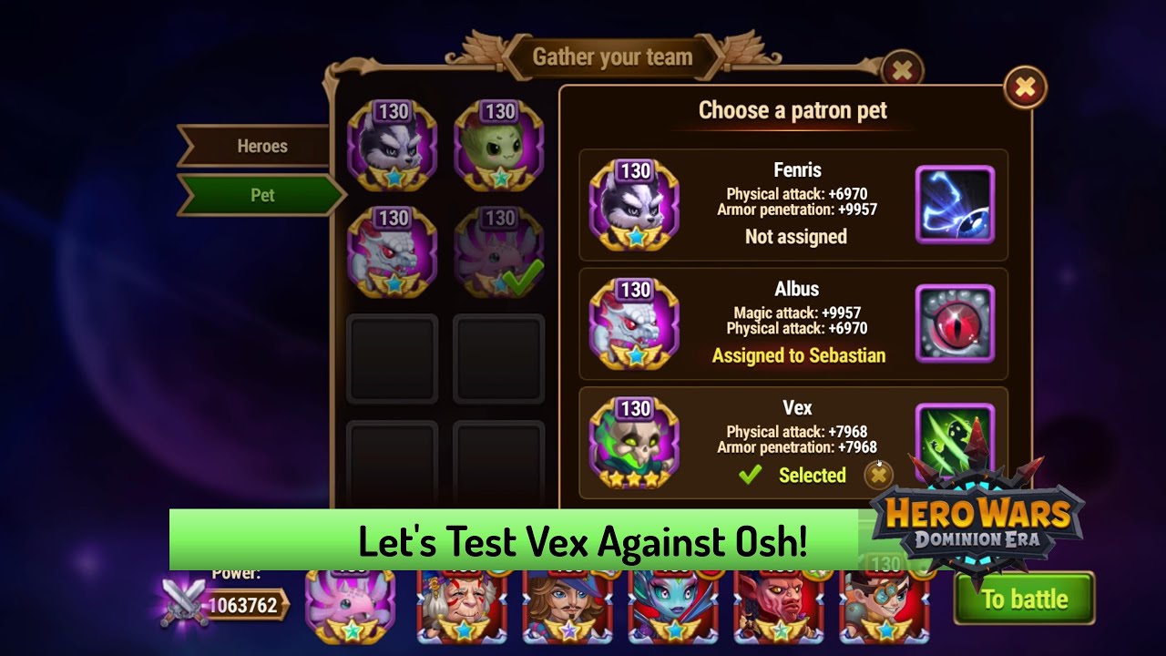 Testing Vex Patronage Versus Osh, the Eternal Keeper &mdash; Hero Wars: Dominion Era