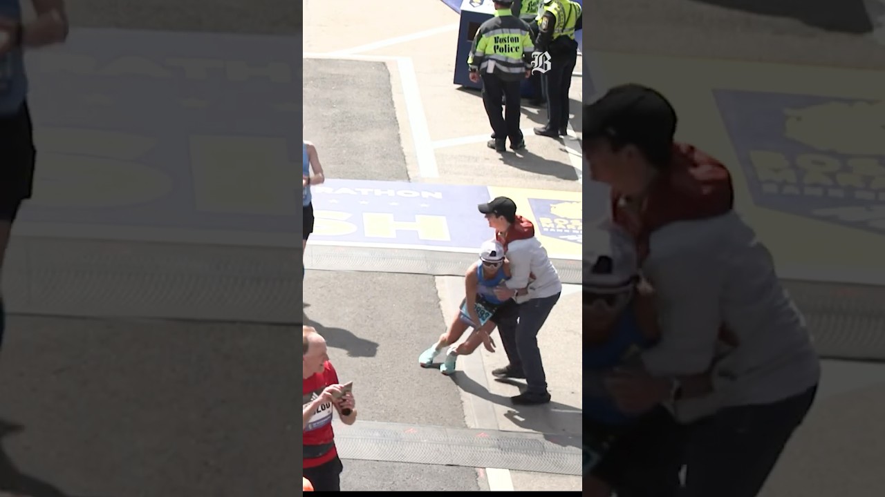 Boston Marathon finish line feats and tired feet