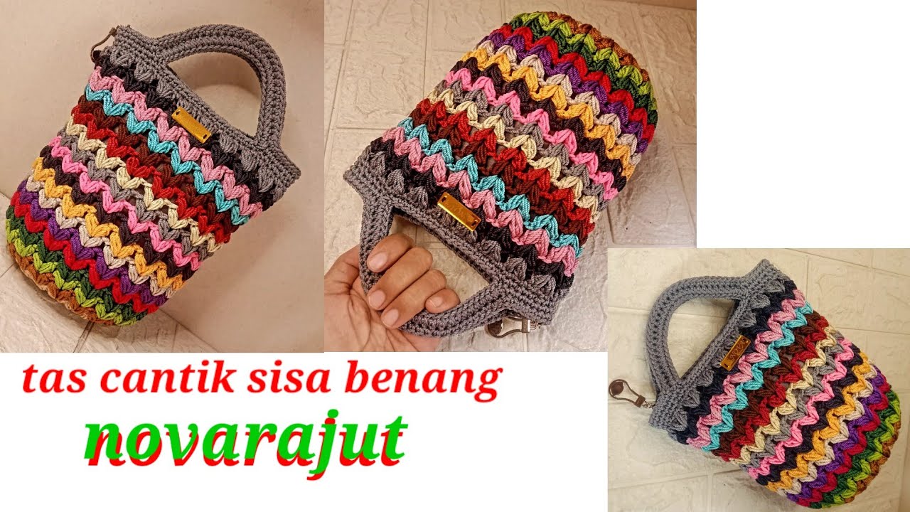 crochet II tutorial tas rajut cantik dari benang sisa  /bag from waste yarn