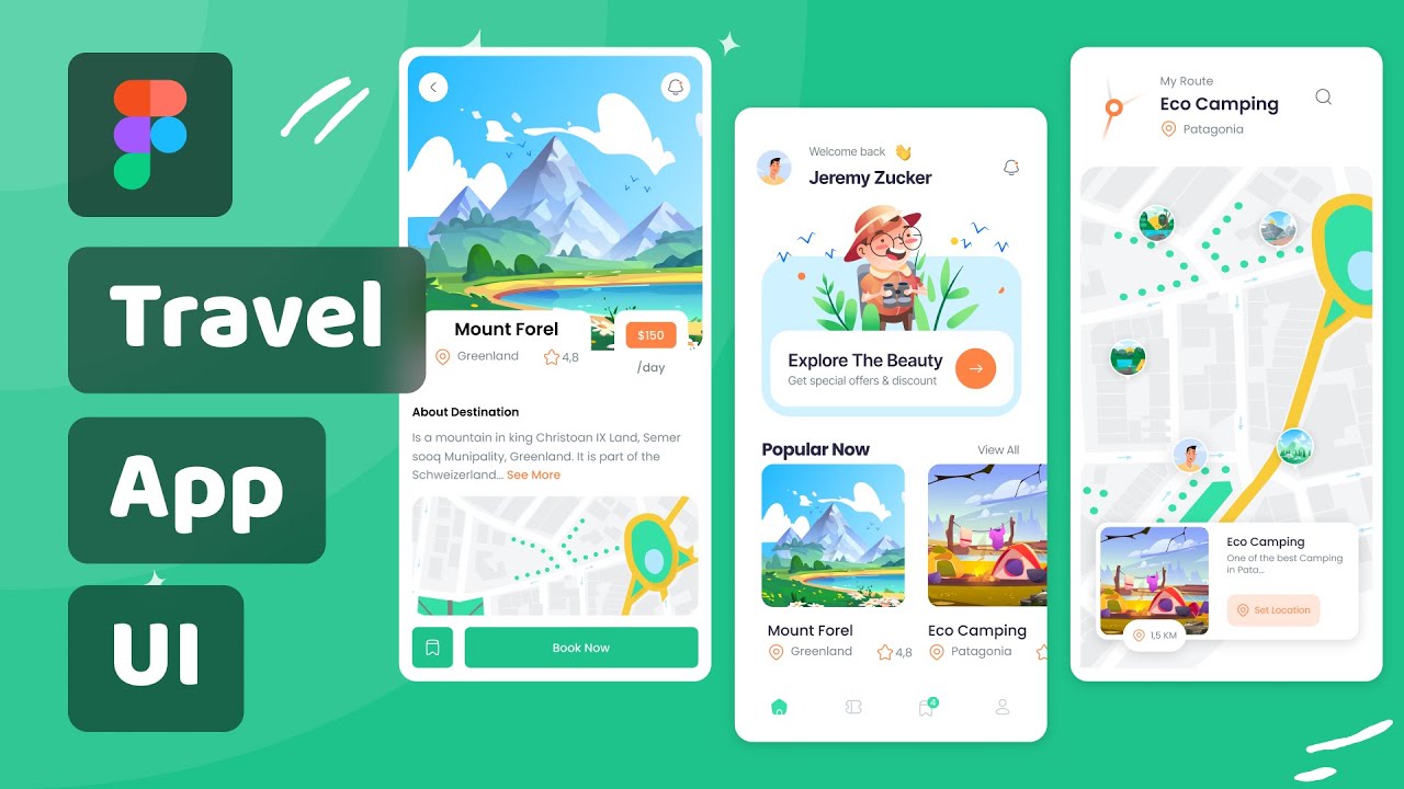 Designing a Mobile-First Travel App UI in Figma | Inspirational | User-Friendly and Unique App