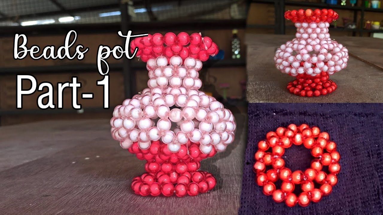 Beads pot/How to make Beads pot/Beads flower vase/Beads craft/ Beads work/Flower vase with beads....