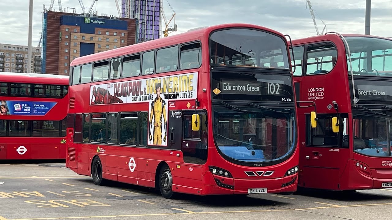 Full Route Visual. Route 102: Brent Cross - Edmonton Green | Gemini 3 HV168 BN14 VZL