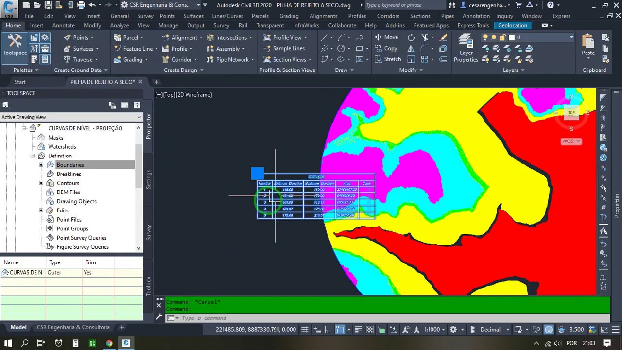 Tabela de declividade, editando e configurando no AutoCAD Civil 3D 2020
