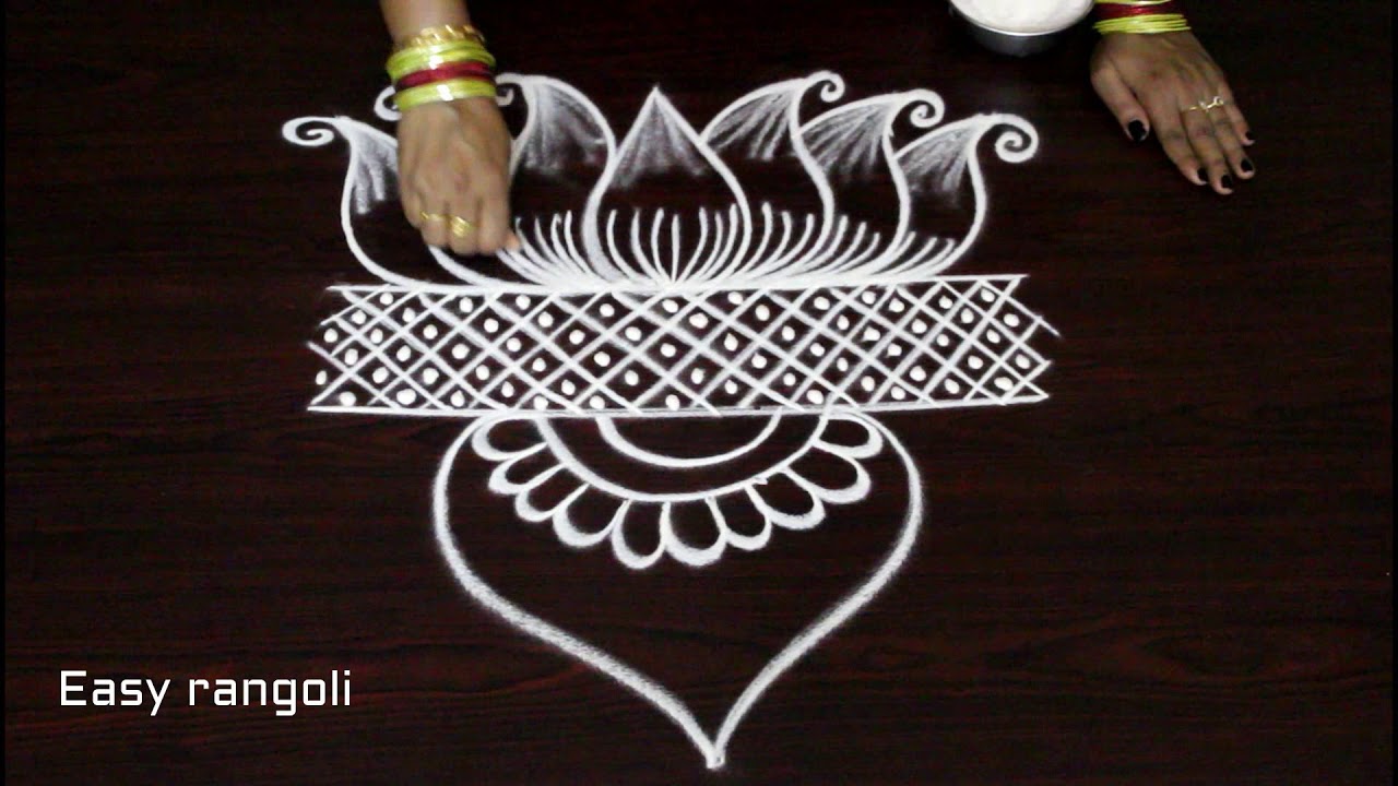 freehand lotus kolam designs * easy rangoli designs * simple muggulu with out dots *latest rangavali
