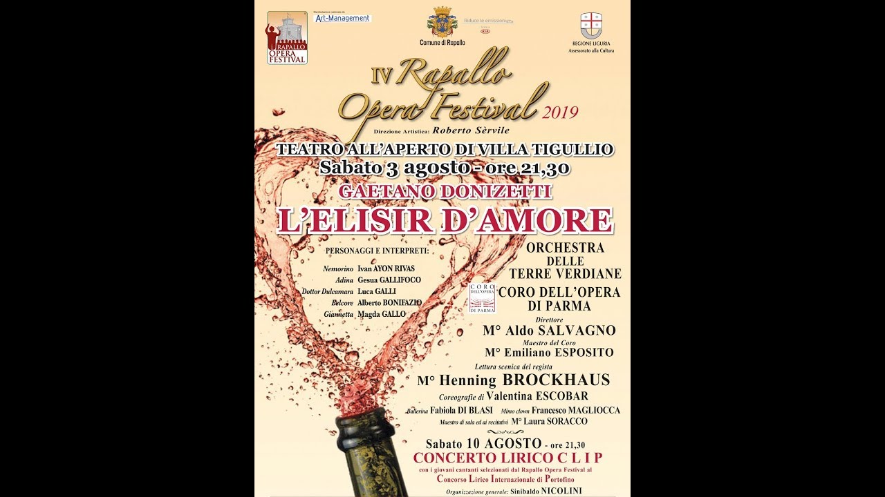 L'ELISIR D'AMORE  RAPALLO OPERA FESTIVAL SERVILE, NICOLINI, SALVAGNO, BROCKHAUS, VALENTINA ESCOBAR