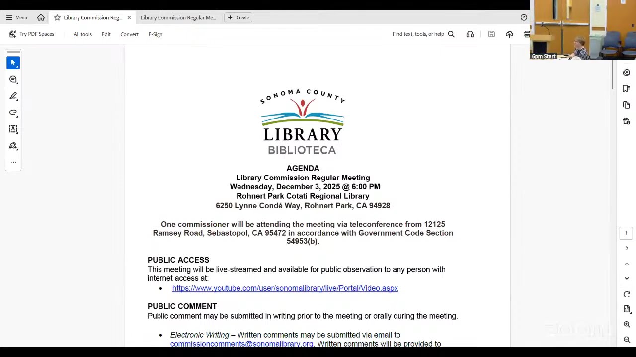 December 3, 2025 - Library Commission Regular Meeting