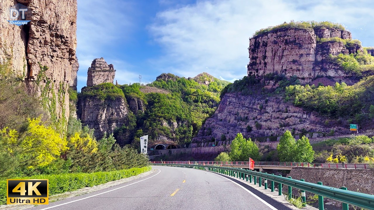 Chinese Villages in the Valley - Driving on Xinglong Mountain Tourist Highway 4K HDR