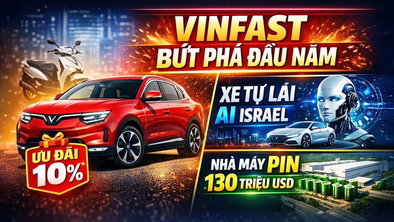 VINFAST ƯU ĐÃI KHỦNG VF 8, HỢP TÁC AI ISRAEL PHÁT TRIỂN XE TỰ LÁI, PIN TỶ USD ĐỔ BỘ VIỆT NAM