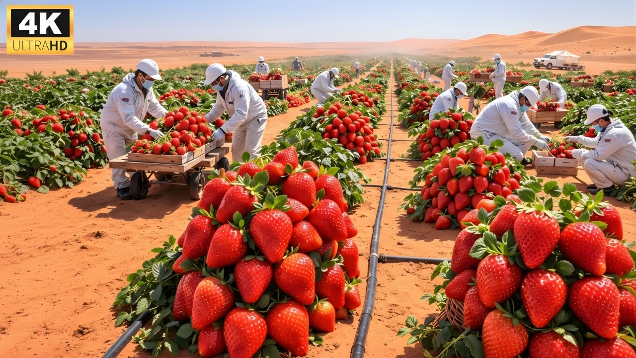 Unbelievable! How Strawberries Survive the Desert and Become Industrial Products (Full Process)