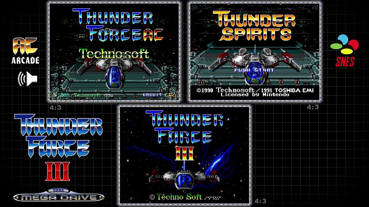 Thunder Force III - Mega Drive, Arcade, SNES - Comparison/ Triple Longplay