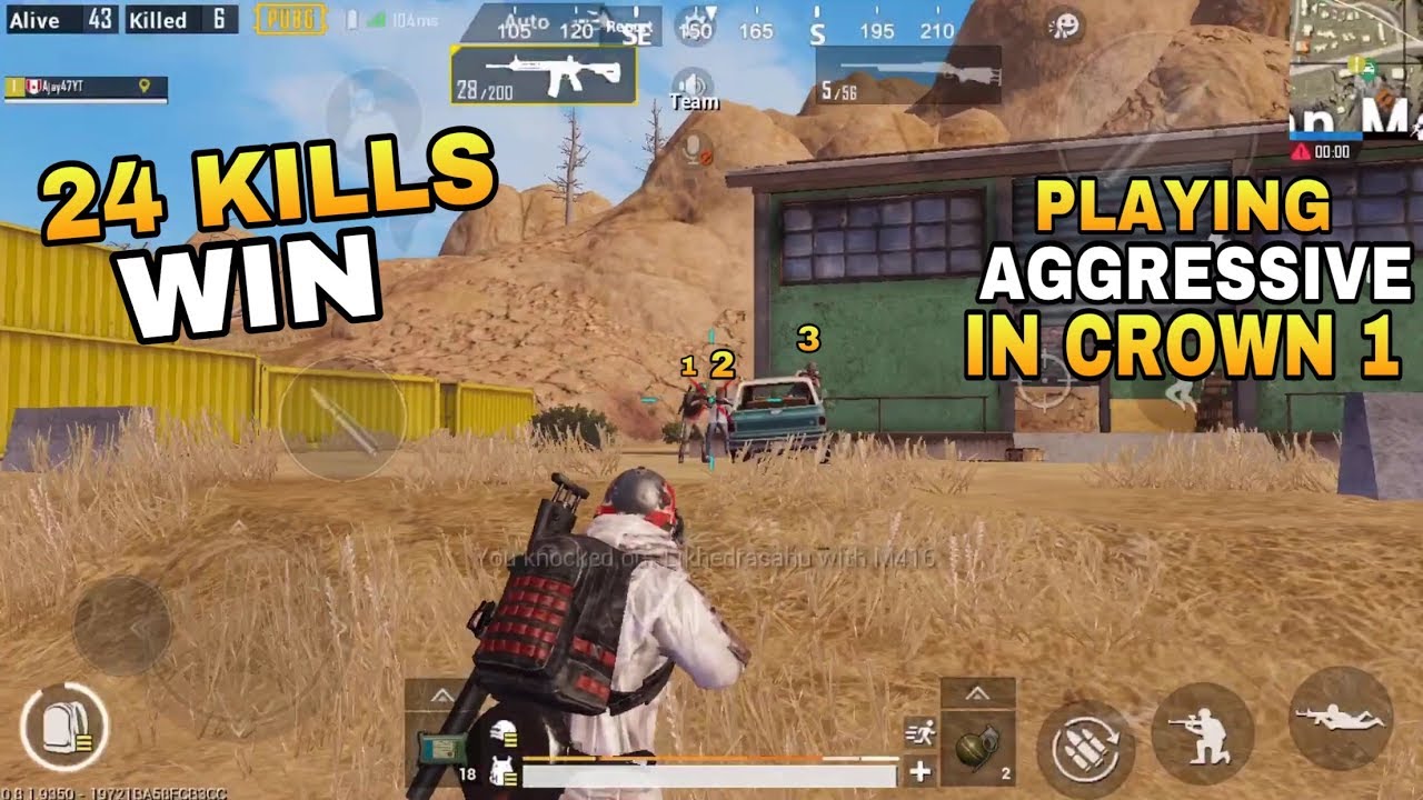 PLAYING AGGRESSIVE IN CROWN 1 - 24 KILLS CHICKEN DINNER  - PUBG MOBILE SOLO VS SQUADS