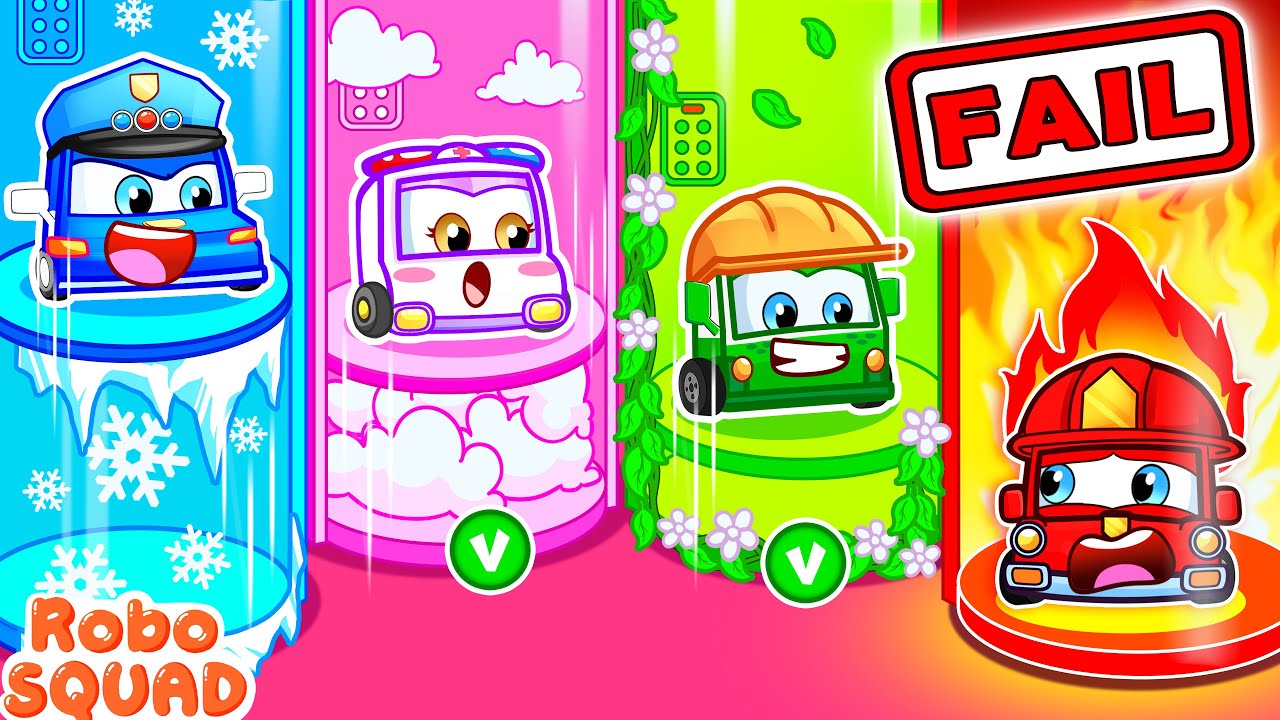 Rescue Four Element Superhero Got A Boo Boo 💥 Police in Trouble 😿 Cartoon for Kid by RoboSquad