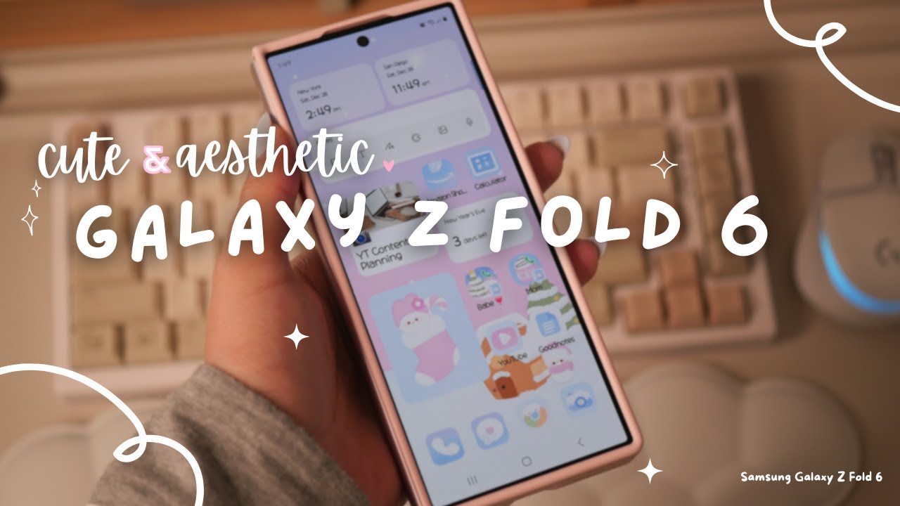 What's in My Samsung Galaxy Z fold 6 ☁️ Cute & Aesthetic | How to Install Etsy Phone Themes