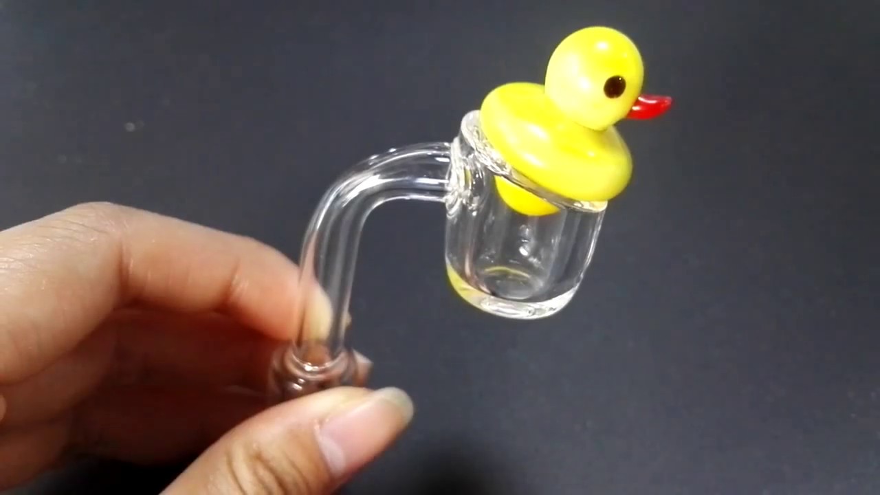 Colored Glass Yellow Duck Carb Cap for quartz banger nails
