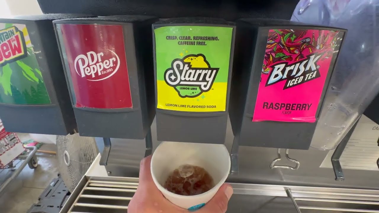 Mega Soda Refills POV ASMR Getting Drinks at Soda Fountain Machine Coke Pepsi Dr Pepper Mountain Dew