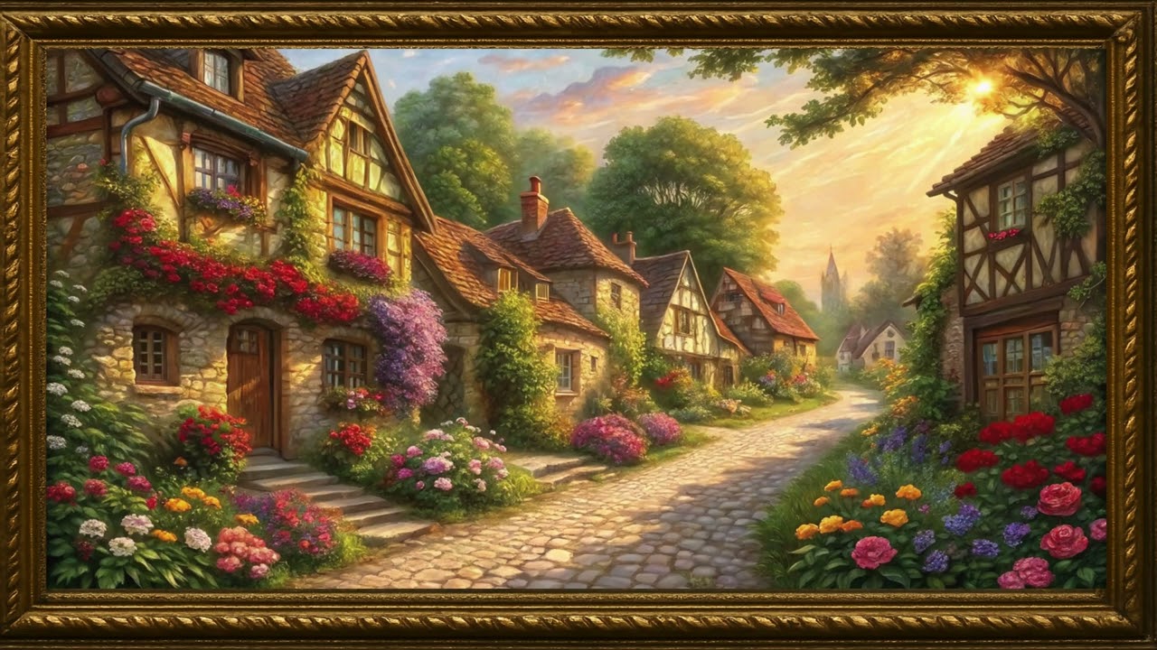 Cozy Vintage Countryside Stroll 🌿🏡 | Enchanting Cottage Painting Art Screensaver 🖼️✨