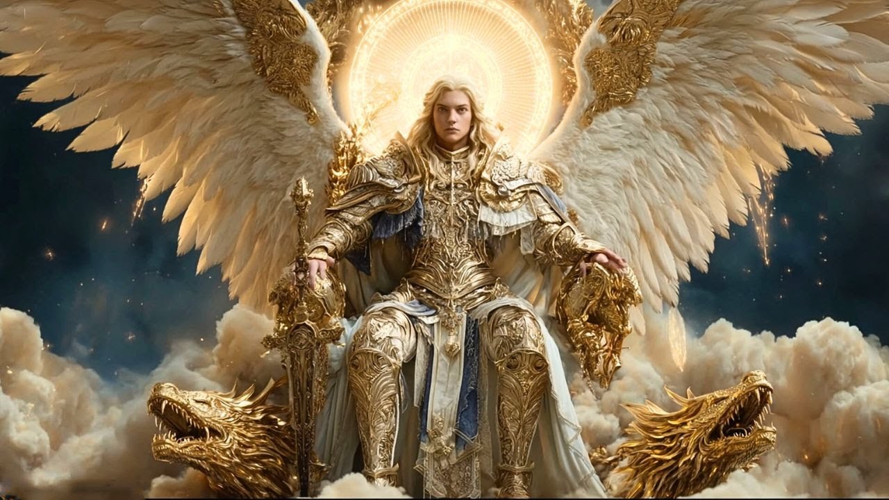 Heaven’s Golden Protector 🌟 Divine Armor and Angelic Strength in a Celestial Vision