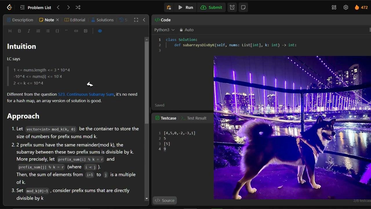 Python C++ prefix  sum  mod k陣列和公式解Leetcode 974  Subarray Sums Divisible by K