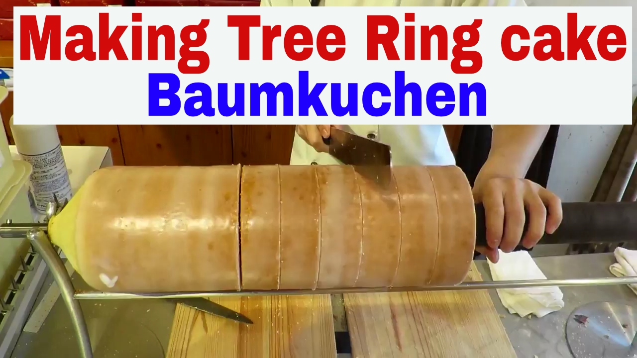 Making Tree Ring cake (Baumkuchen)