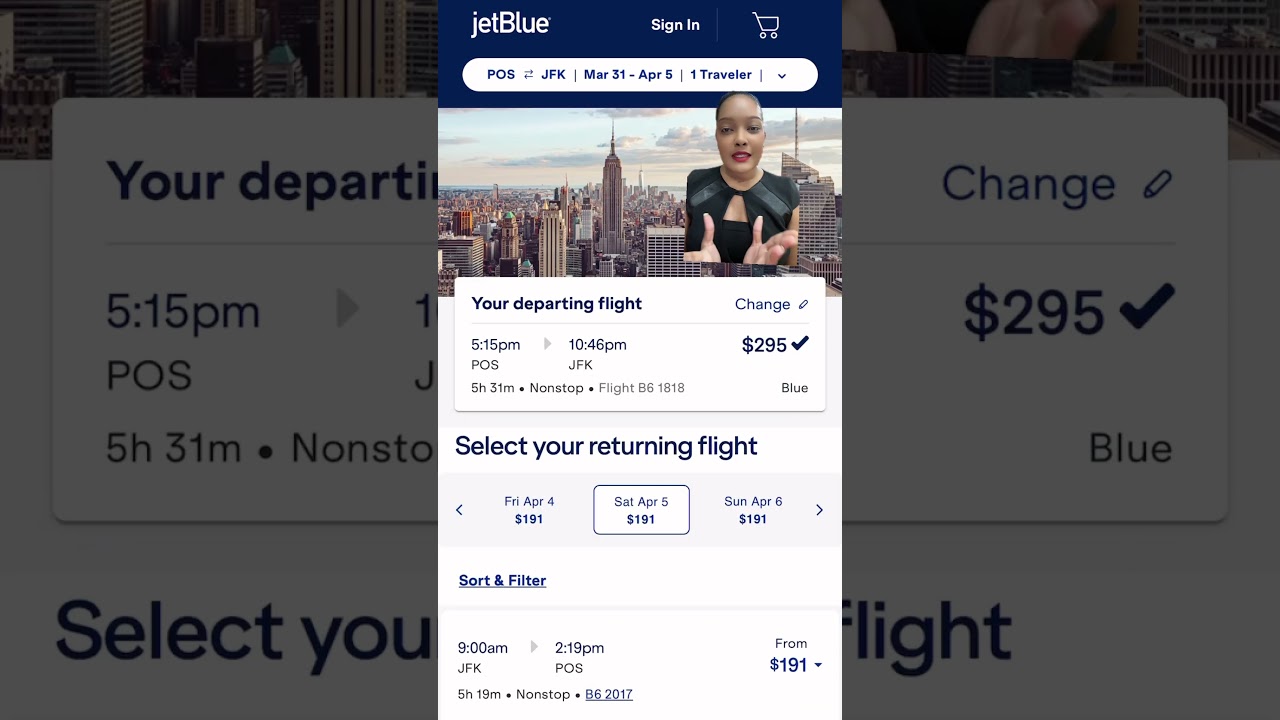 Учебник: Как забронировать билеты на сайте JetBlue