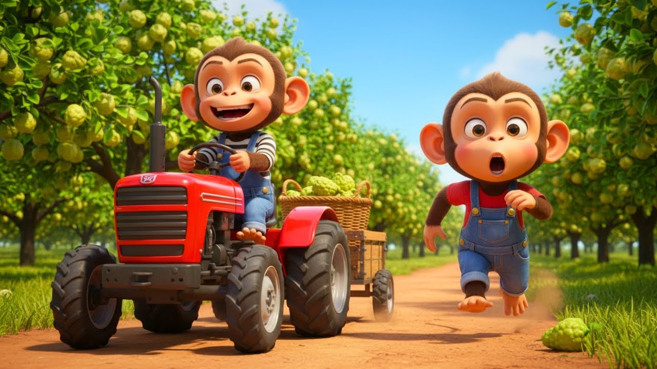 🍏🐒 Сбор урожая сахарных яблок у бабушки-обезьянки превращается в хаос, когда вор крадет трактор 🔥