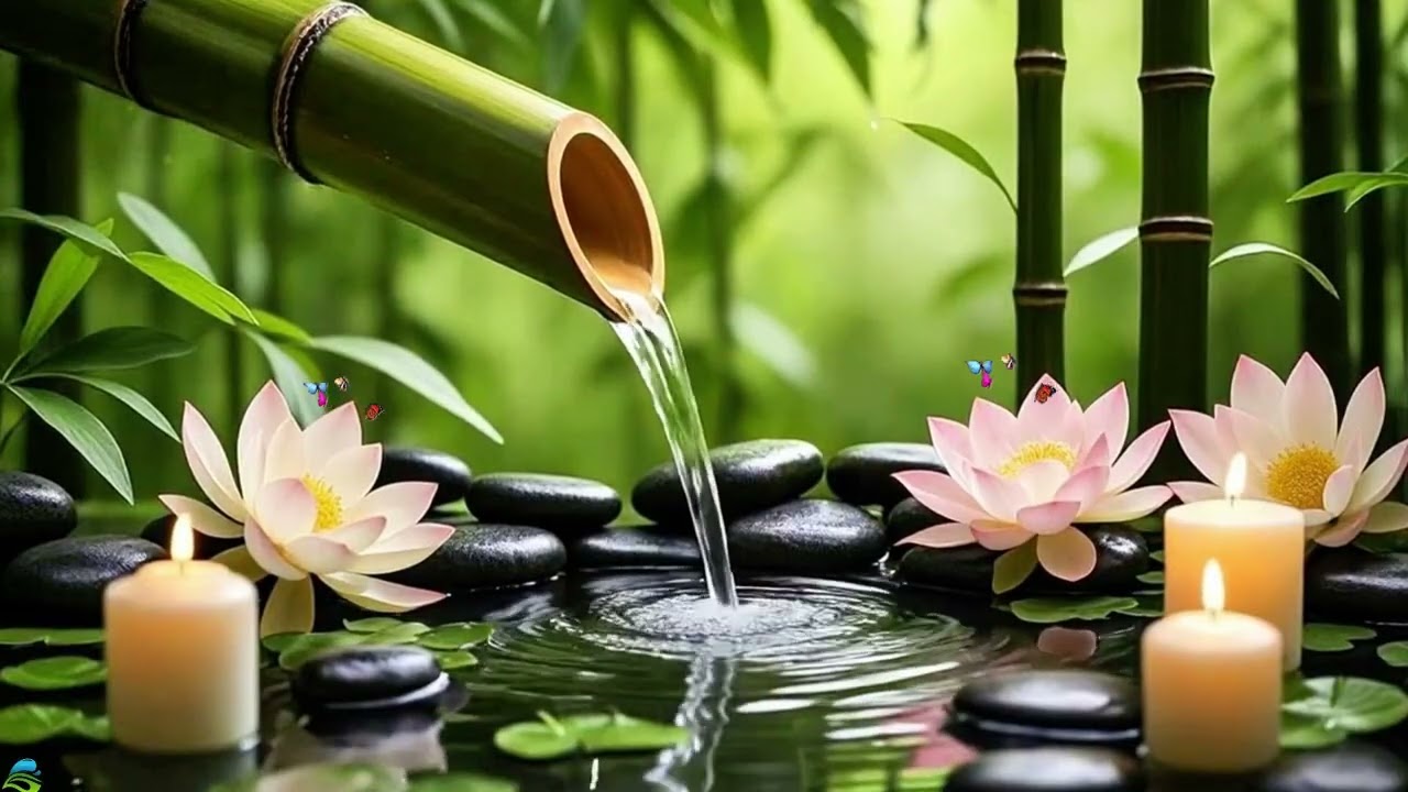 Relaxing Sleep Music - Bamboo Water Sounds 🌿Deep Sleep & Healing Music Anxiety Relief, Spa BGM
