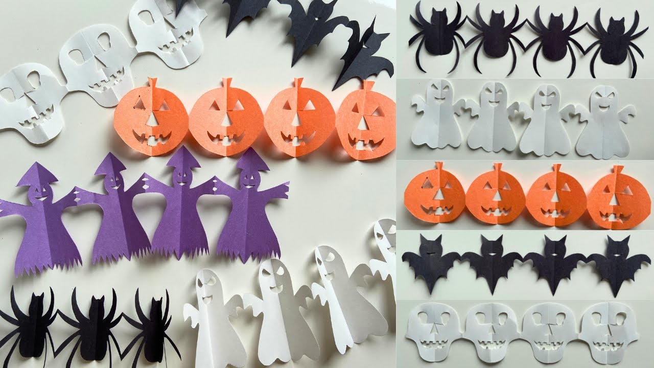 HALLOWEEN DECORATIONS WITH PAPER | 6 Easy Paper Garlands for Home/Classroom Decoration