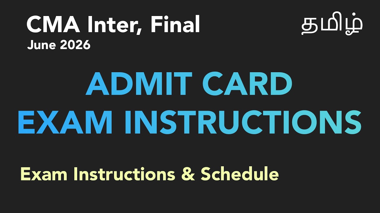 CMA Admit Card and Exam Instructions June 2026 Tamil