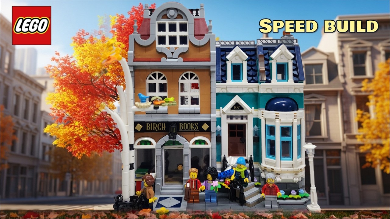 LEGO 10270 Bookshop Speed Build – Cozy Autumn Street