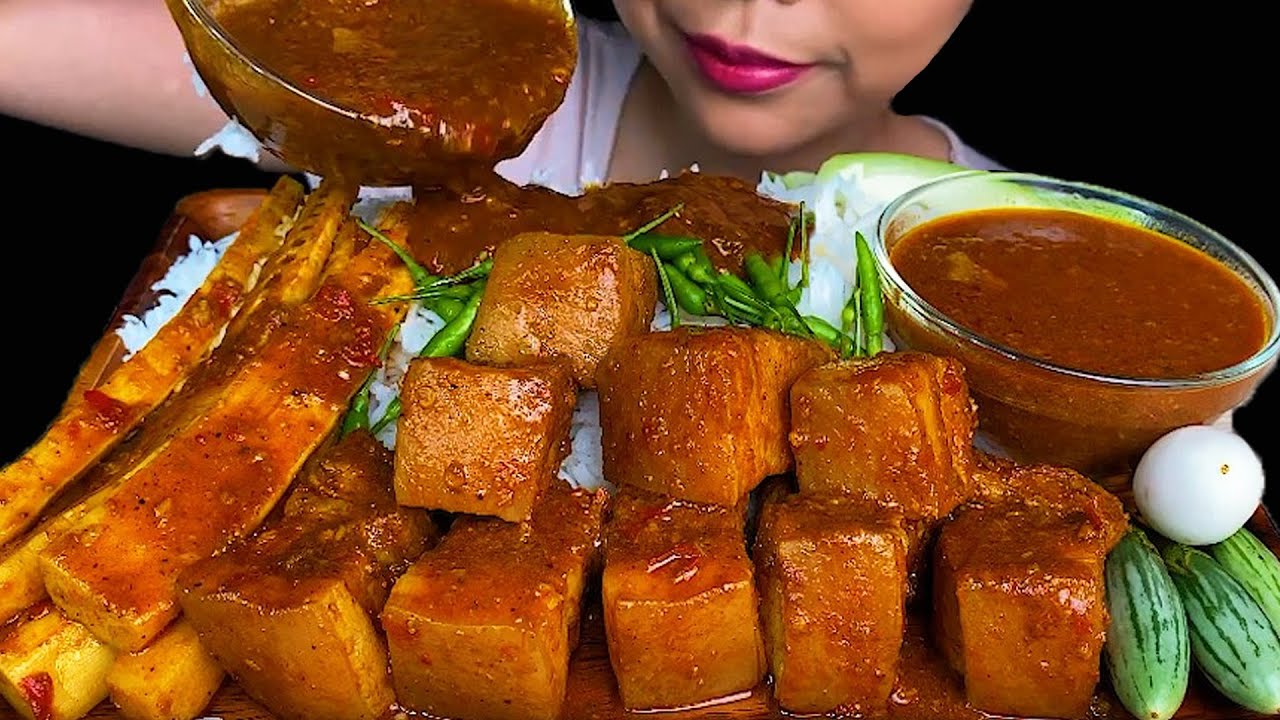 Spicy Pork Belly With Bamboo Shoots & White Rice * MUKBANG SOUNDS *