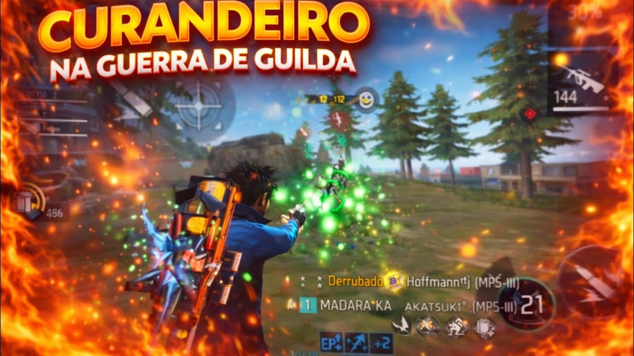 JOGANDO DE CURANDEIRO MA GUERRA DE GUILDA #freefire #nothuman #top10