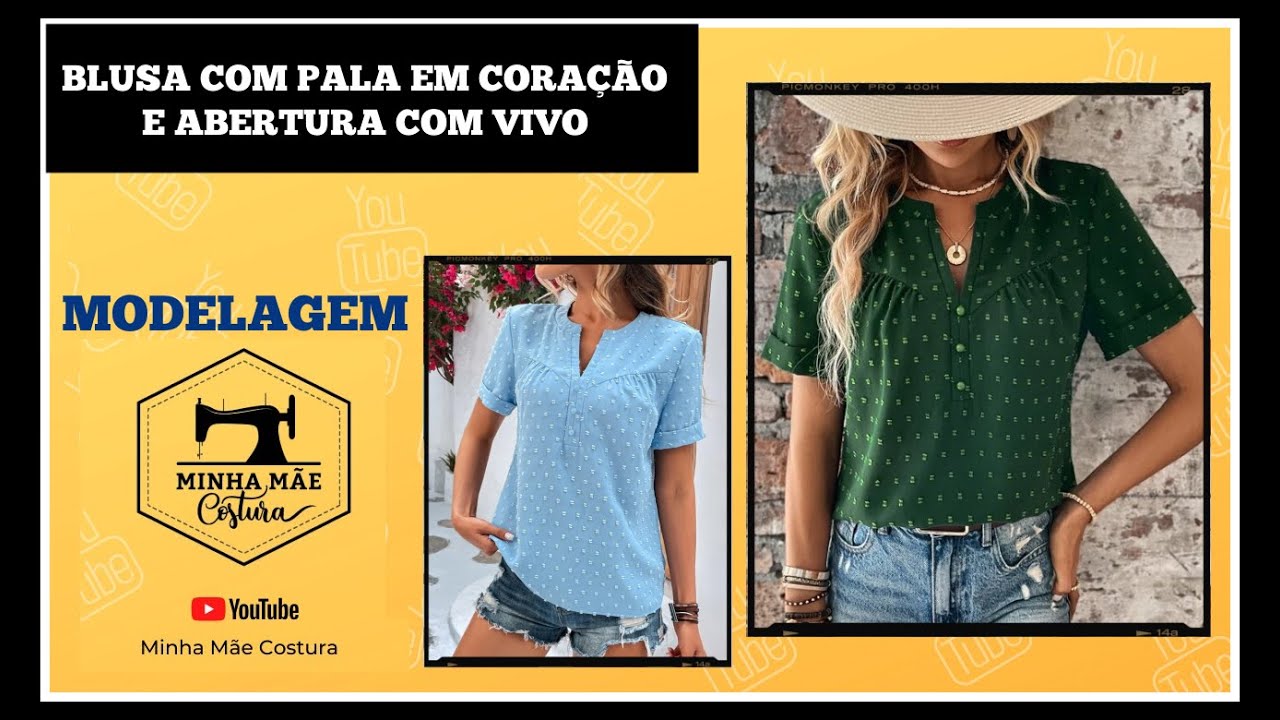 BLUSA COM PALA EM CORAÇÃO E ABERTURA COM VIVO - PASSO A PASSO DA MODELAGEM