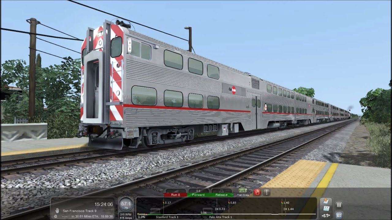 Train Simulator 2017 HD: Railfanning Caltrain EMD F40PH-2CAT Shoving Gallery Cars to San Francisco