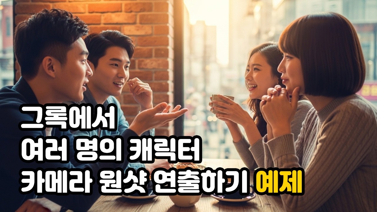 [ AI ] 그록에서 캐릭터가 여러 명(4명)일 때 원하는 순서대로 각각 카메라 원샷 연출하는 프롬프트 제공 예제