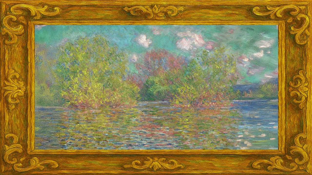 Claude Monet Inspired 4K Frame TV Art – Serene Impressionist Water Landscape for Home Ambience