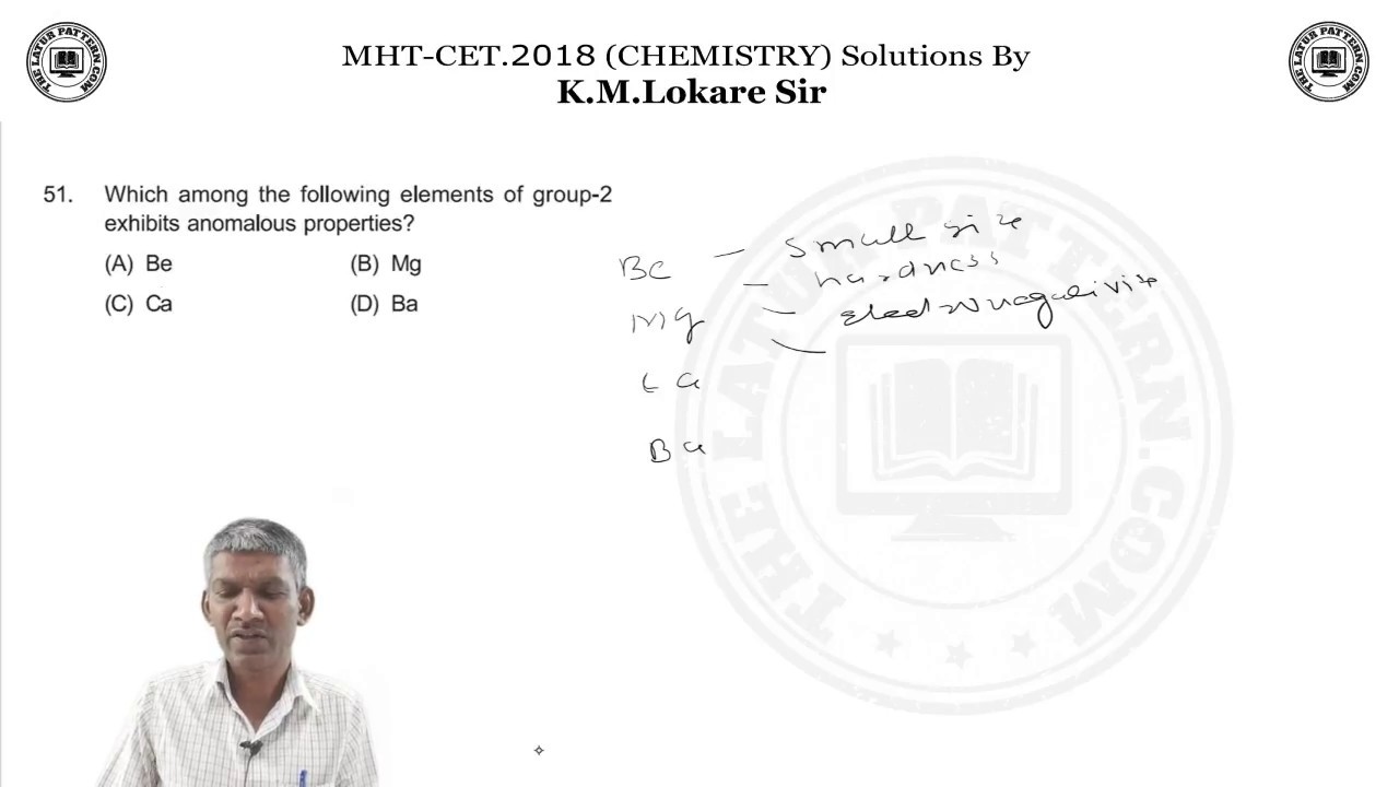 MHT-CET.2018 (Chemistry) Video Solution