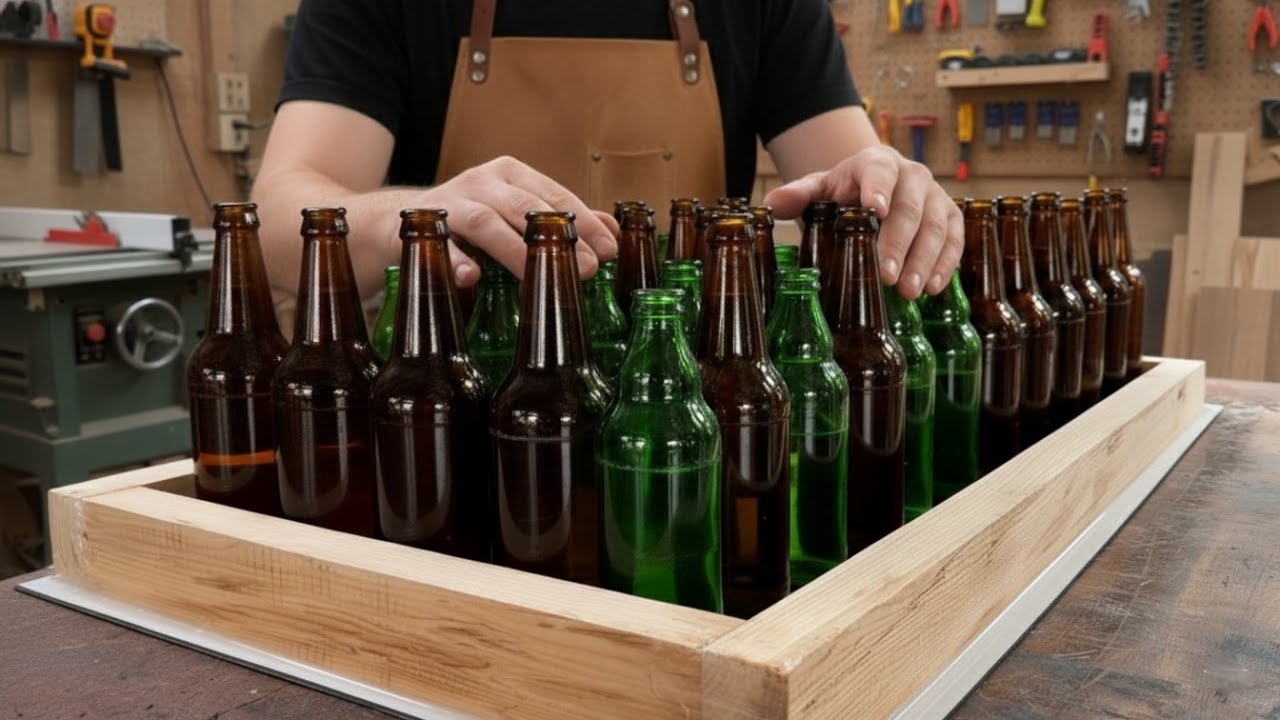 Don't Throw Away Glass Bottles! Watch This Asian Carpenter's Genius Build