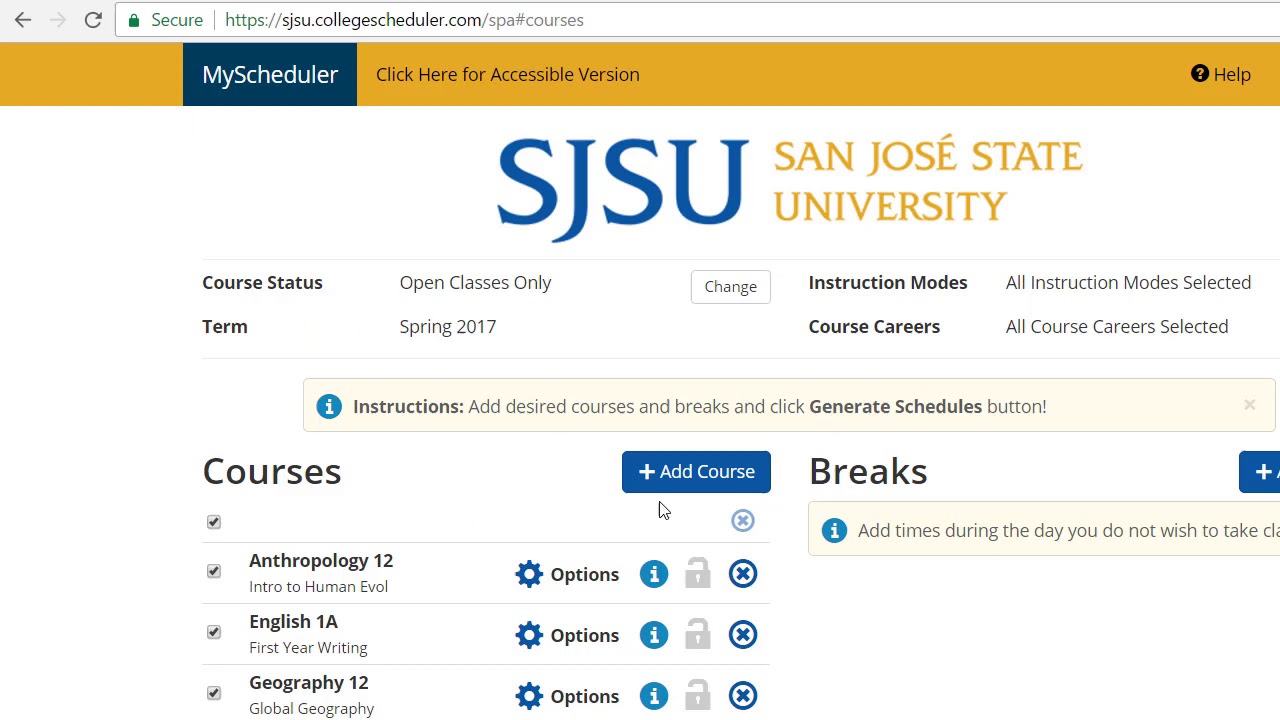 SJSU- MyScheduler