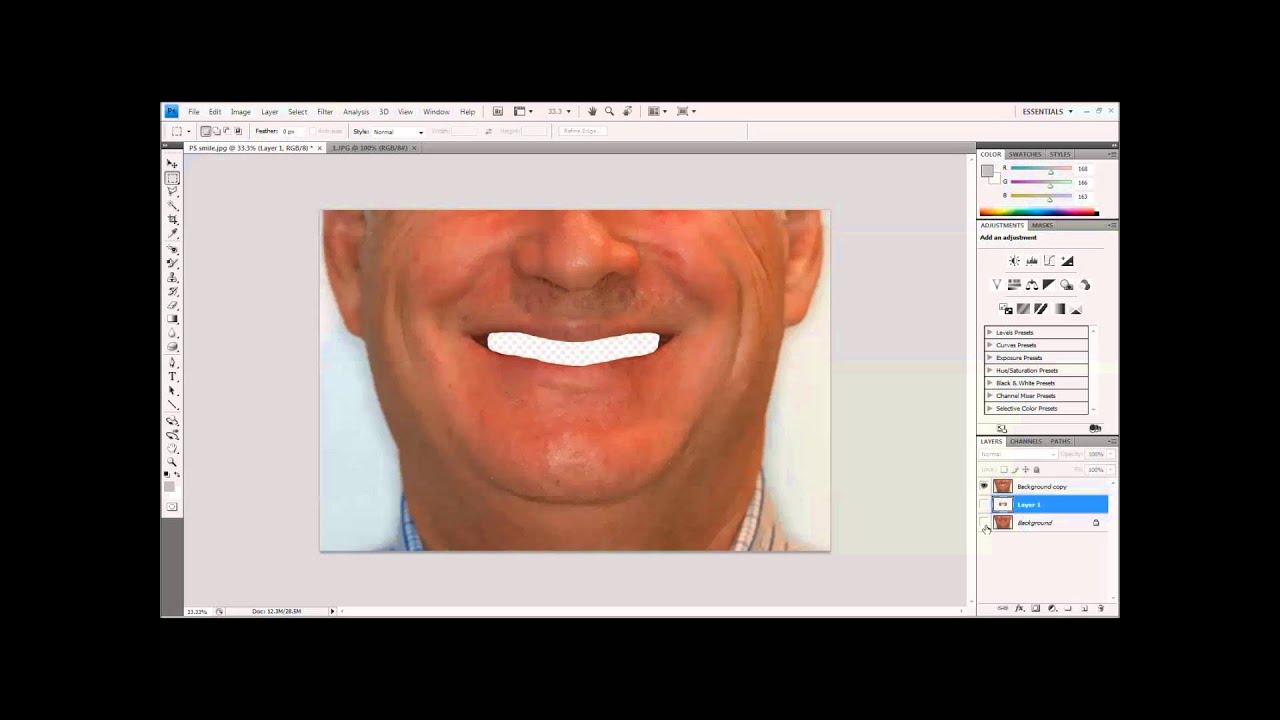 Photoshop smile simulation